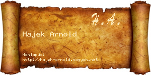Hajek Arnold névjegykártya